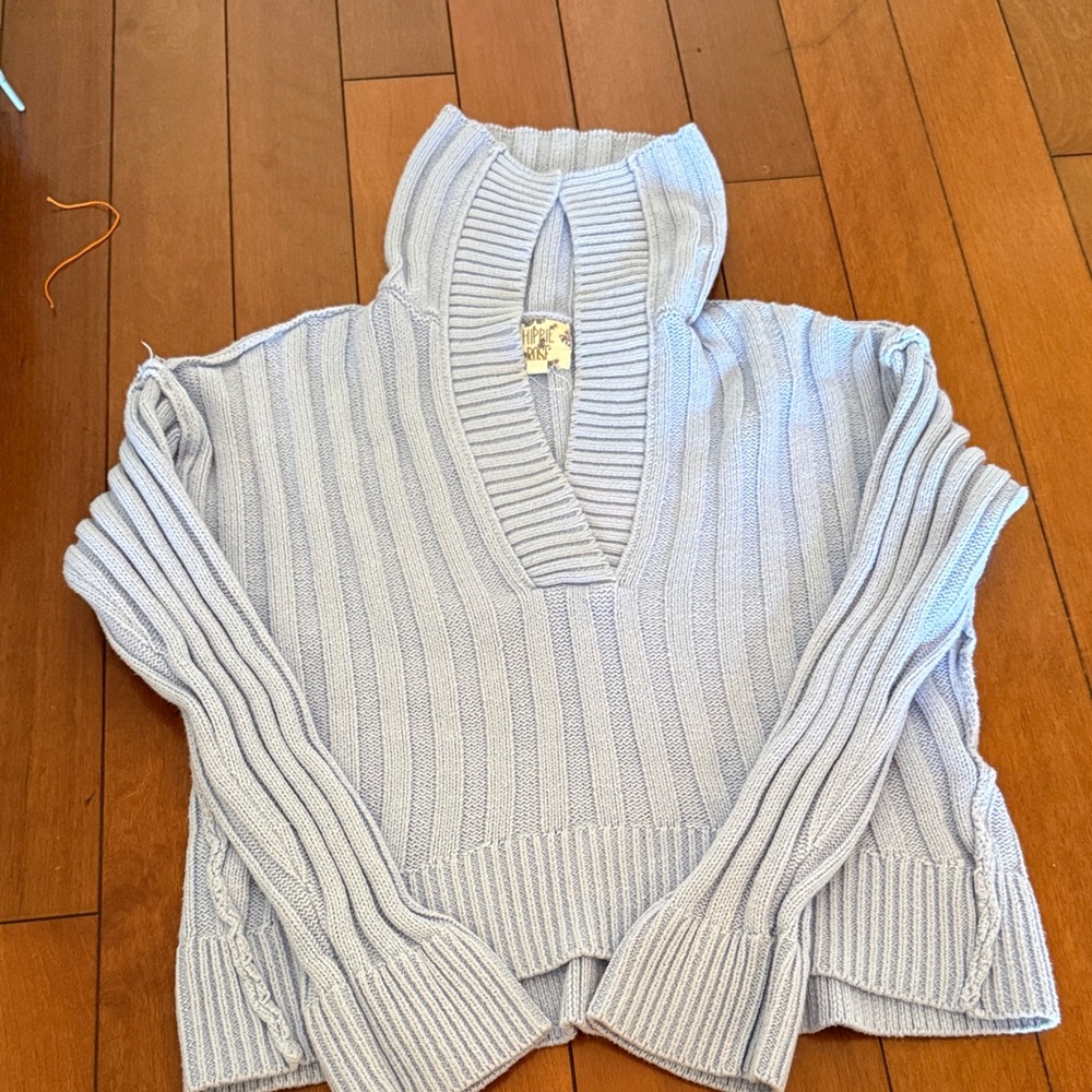 Hippie Rose Sky Blue Ribbed Sweater